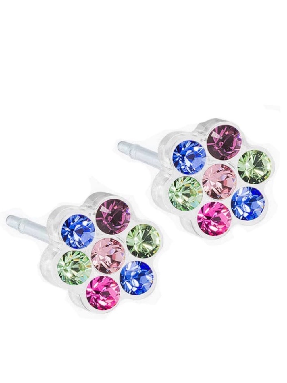 Multicolor Crystal Flower Stud Earrings - Women Jewelry